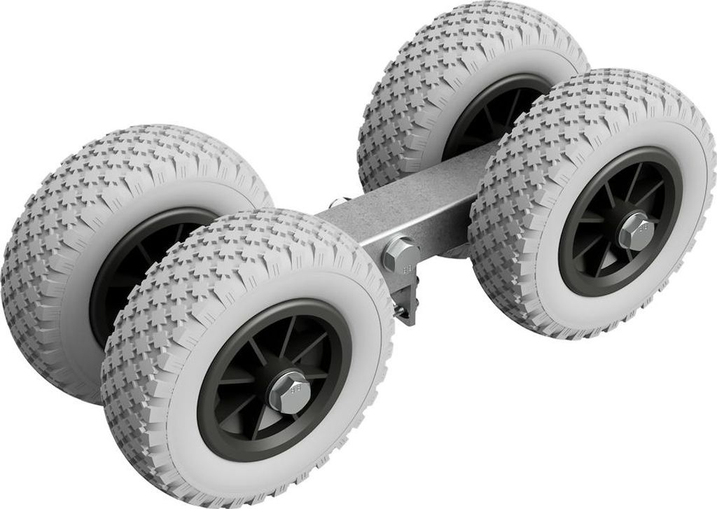 4er Slipwagen Sliprollen Sliphilfe Bootstrailer PolyurethanReifen SUPROD RKSPUR-4-PU, Ø 200 mm, grau/schwarz