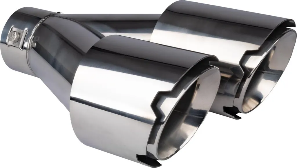 Embout d'échappement double en inox gauche chromé universel AMIO