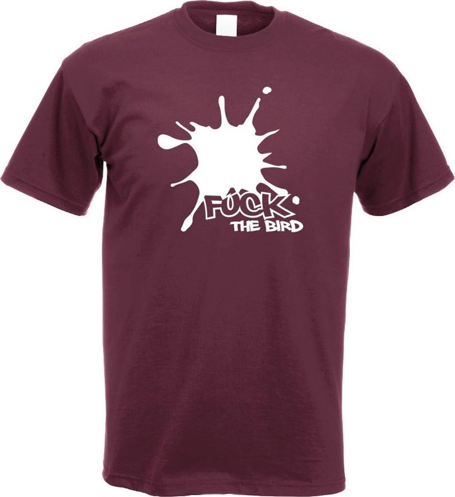Kiwistar - T-Shirt - Burgund - FCK The Bird Herren Funshirt Bedruckt Design Sprüche Spruch Motive - mit Motiv Bedruckt - Funshirt Design - Sport -...