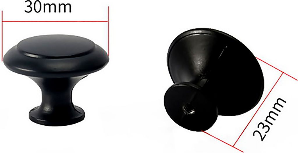 12 Schubladengriffe mit Schrauben Knauf Kistengriffe Möbelgriff Größen-/ Farbwahl, Größe:Ø 30 mm x 23 mm, Farbe:schwarz
