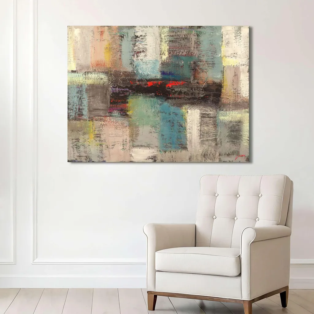 Toile abstraite moderne de 100x70 cm avec des effets de texture - 2