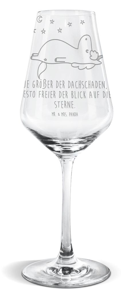 Mr. & Mrs. Panda Weinglas Einhorn Sternenhimmel - Transparent - Geschenk, Weißweinkelch, Verrückt, Unicorn, Sterne, Weißwein Glas, Einhörner, K...