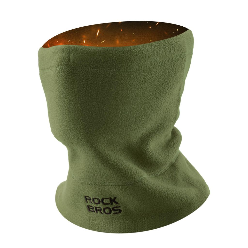 ROCKBROS Winter Schlauchschal Herren und Damen – Fleece Halswärmer, Winddichtes Multifunktionstuch als Skimaske, Mütze, Sturmhaube Grün