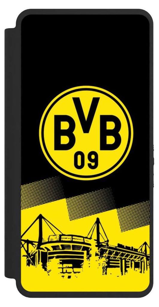 NIVOCASE Klapphülle für Samsung Galaxy S26 Ultra Handyhülle aus Kunst Leder NIVOflip schwarz BVB Borussia Dortmund Stadion