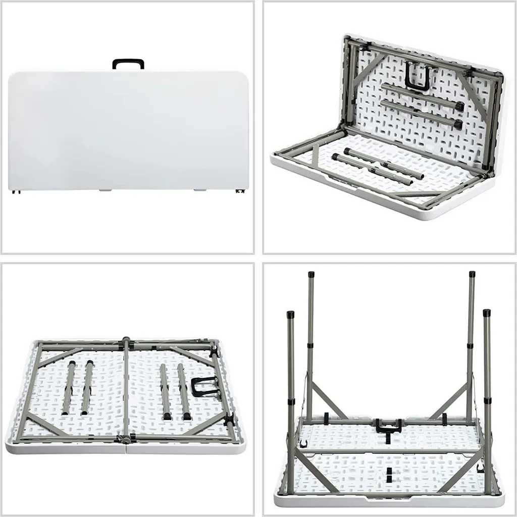 Table de camping pliante 87 cm blanche, table de buffet transportable - 4