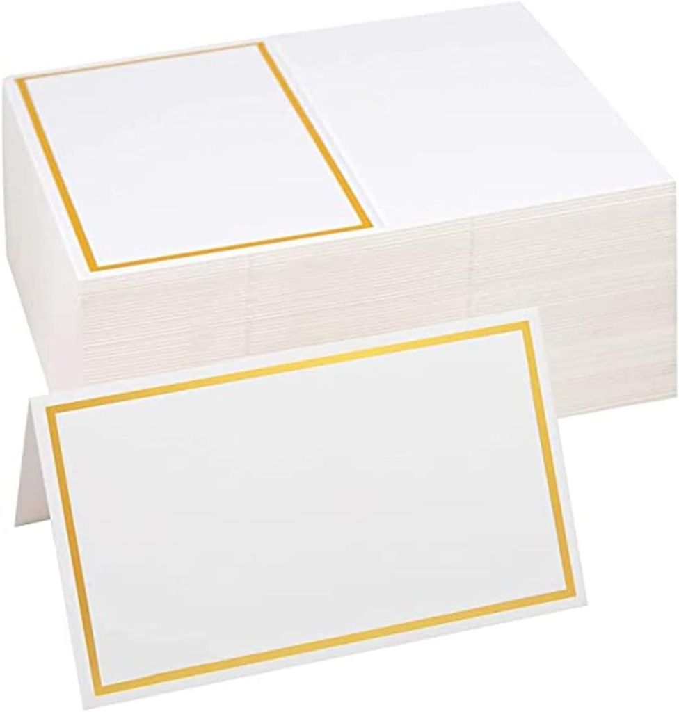 100 prázdných zlatých jmenovek, 8,5 x 10 cm, se zlatým Obrázek produktu 