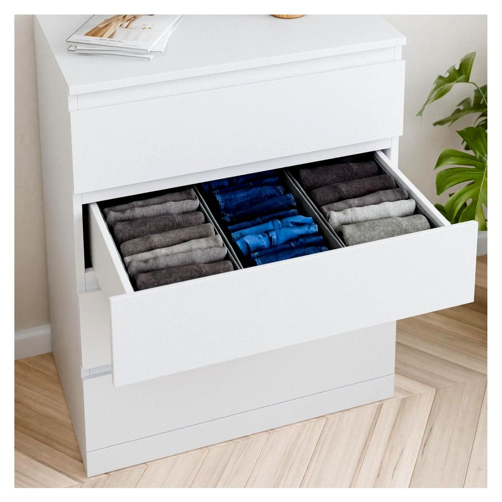 3er Set Organizer für Malm Kommode, Schubladenunterteilung für Unterwäsche, Socken, BHs und T-Shirts, 42 x 23 x 13 cm