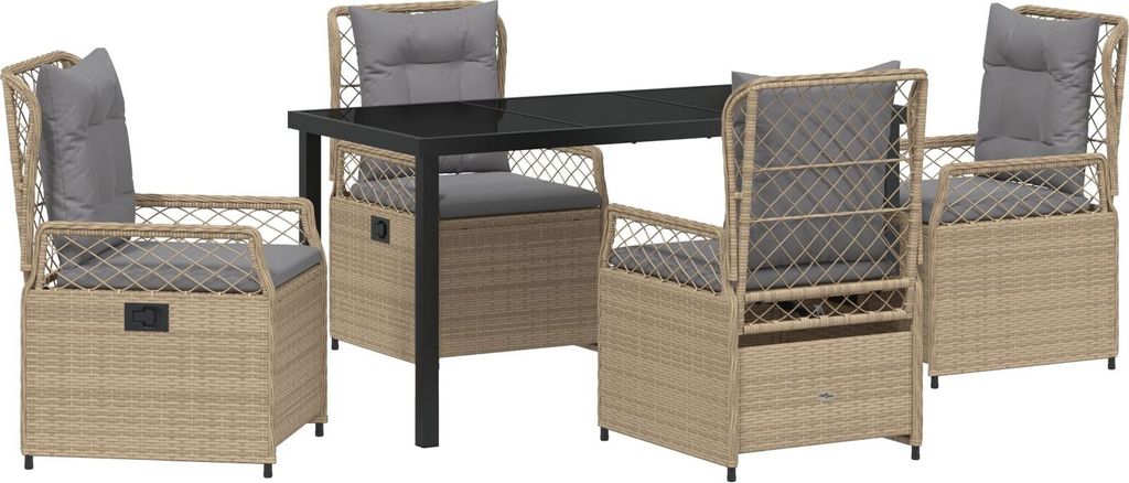 Möbel 5-teiliges Garten-Dining-Set Beige Poly-Rattan - Gartenstühle 3381004