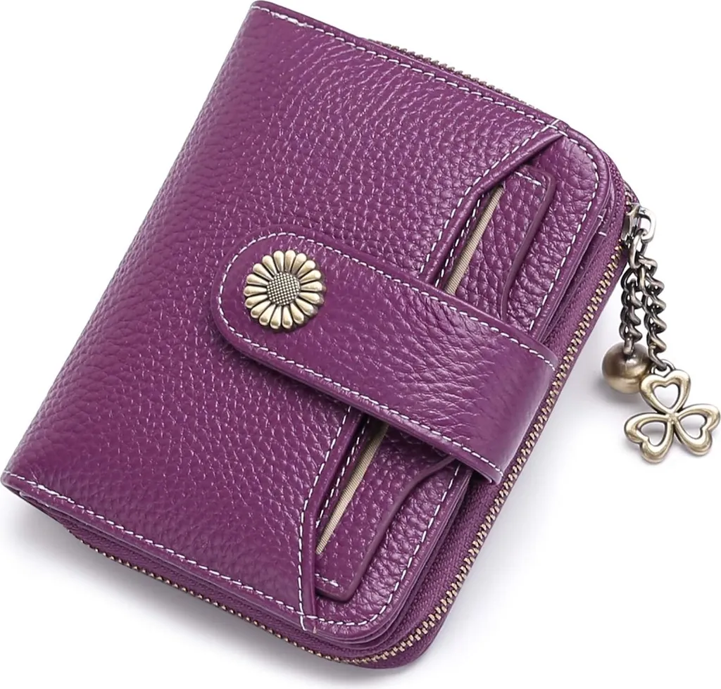 Il Mio Portafoglio Preferito! Vera Pelle Viola Scuro RFID Piccolo