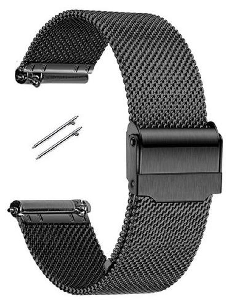 Metalband 22mm, Smartwatchband aus Metall, schnelllaufendes Armband für Herren und Damen, schwarz