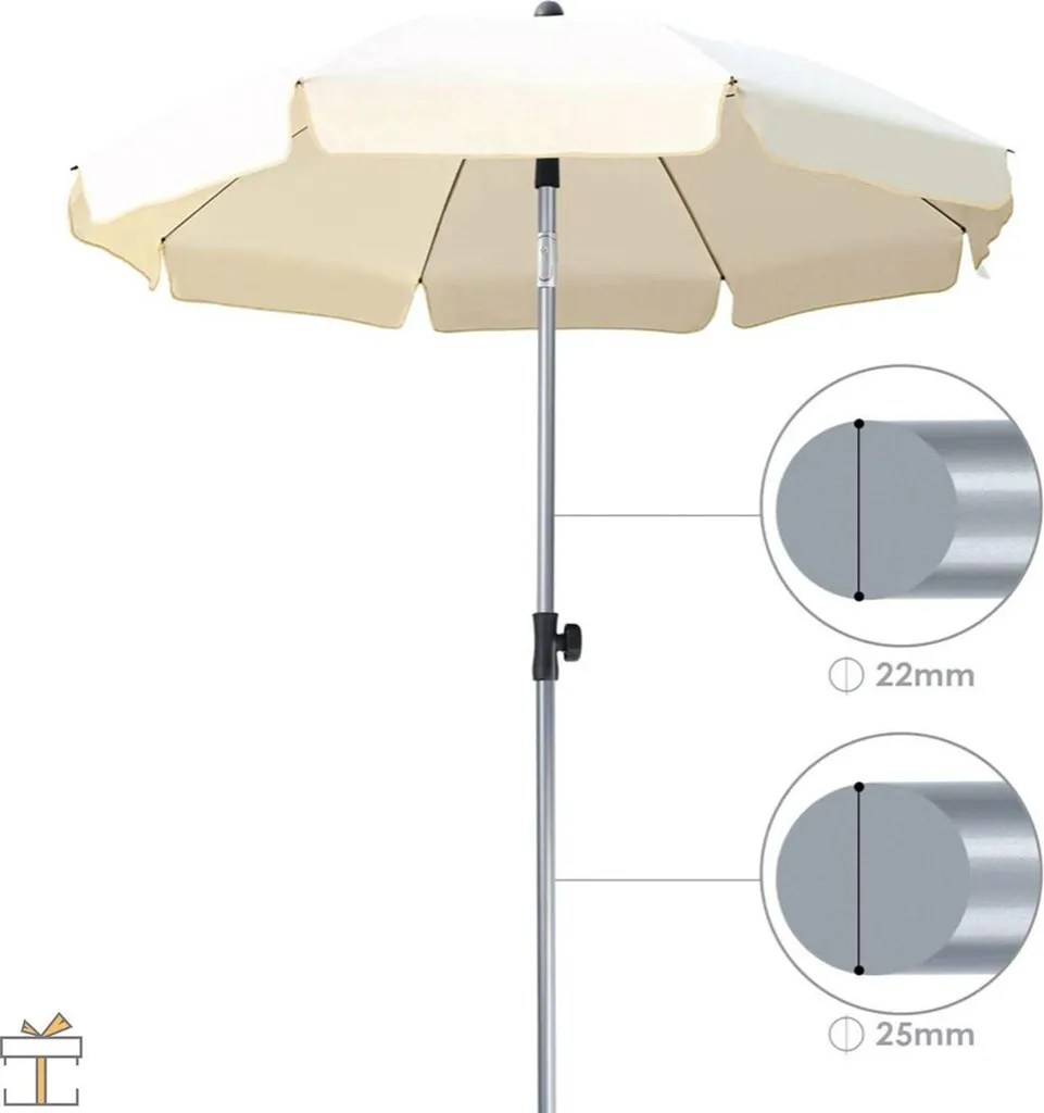Parasol Beige Basculant Rond 200 cm - Protection Solaire de Jardin