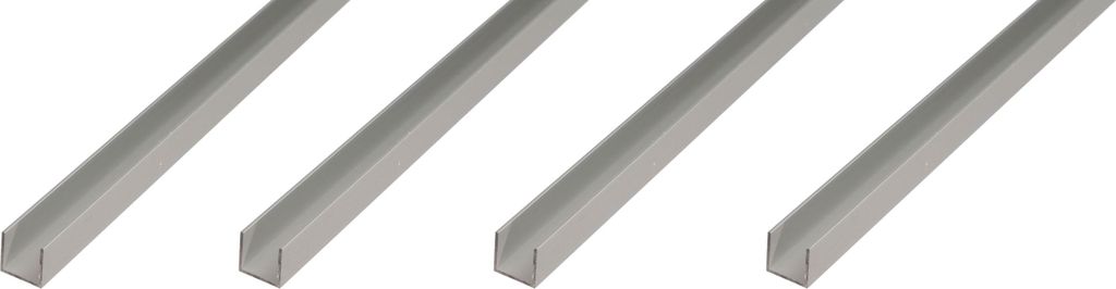 Alberts 4 x U-Profil, Aluminium, 25 x 25 x 25 x 2 mm, Länge 1 m, silberfarbig eloxiert