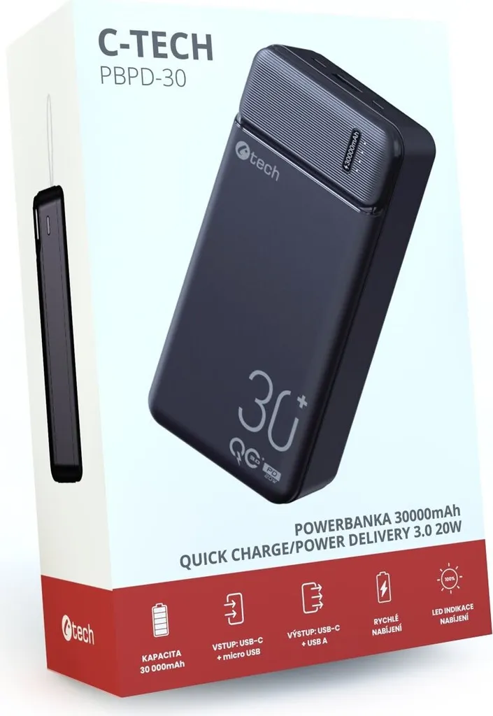 Batterie Externe Voyage 30000mAh pour iPhone et Android Charge Rapide PD