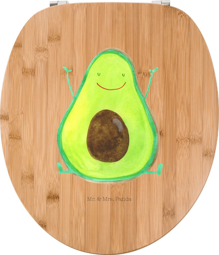Mr. & Mrs. Panda Toilettendeckel Avocado Glücklich - Transparent - Geschenk, Freude, Klodeckel, Klo-Deckel, Chaos, WC Sitz, Klobrille, Brille, Fru...