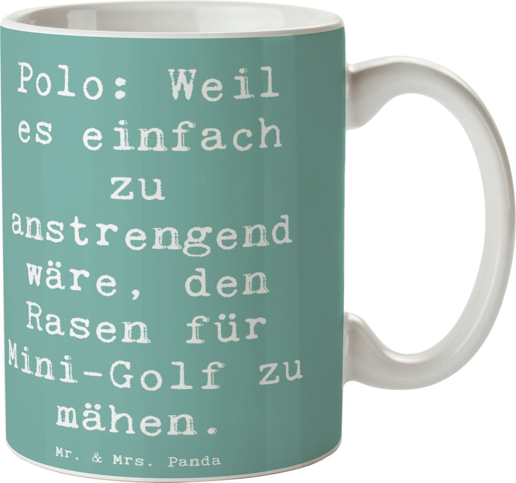 Mr. & Mrs. Panda Teetasse Spruch Polo Spaß - Meeresbrise - Geschenk, haferl, Sportler Geschenke, Ballspiel, Trinkbecher, Tasse mit, Rasen mähen, ...