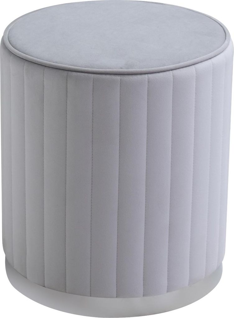 Gepolsterter Samt-Pouf mit chromfarbener Basis – elegantes, modernes und kompaktes Design für Schlafzimmer, Wohnzimmer und Wohnbereich – RUBY ...