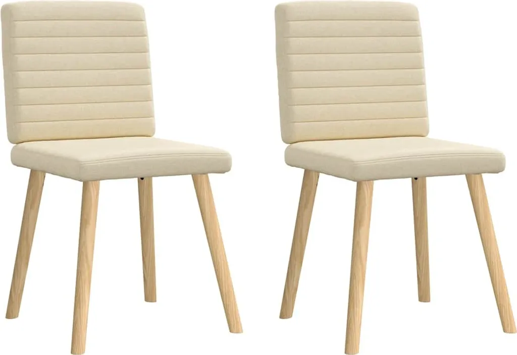 Set 2 Sedie Vintage Tessuto Crema - Stile Retro per Sala Pranzo