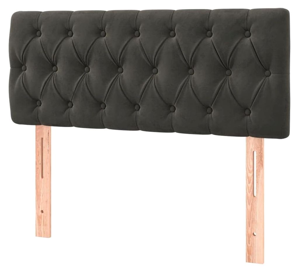 Kopfteil mit Holzbeinen, höhenverstellbares Polsterkopfteil für das Bett, Bettzubehör für das Schlafzimmer, Dunkelgrau 100x7x78/88cm Samt