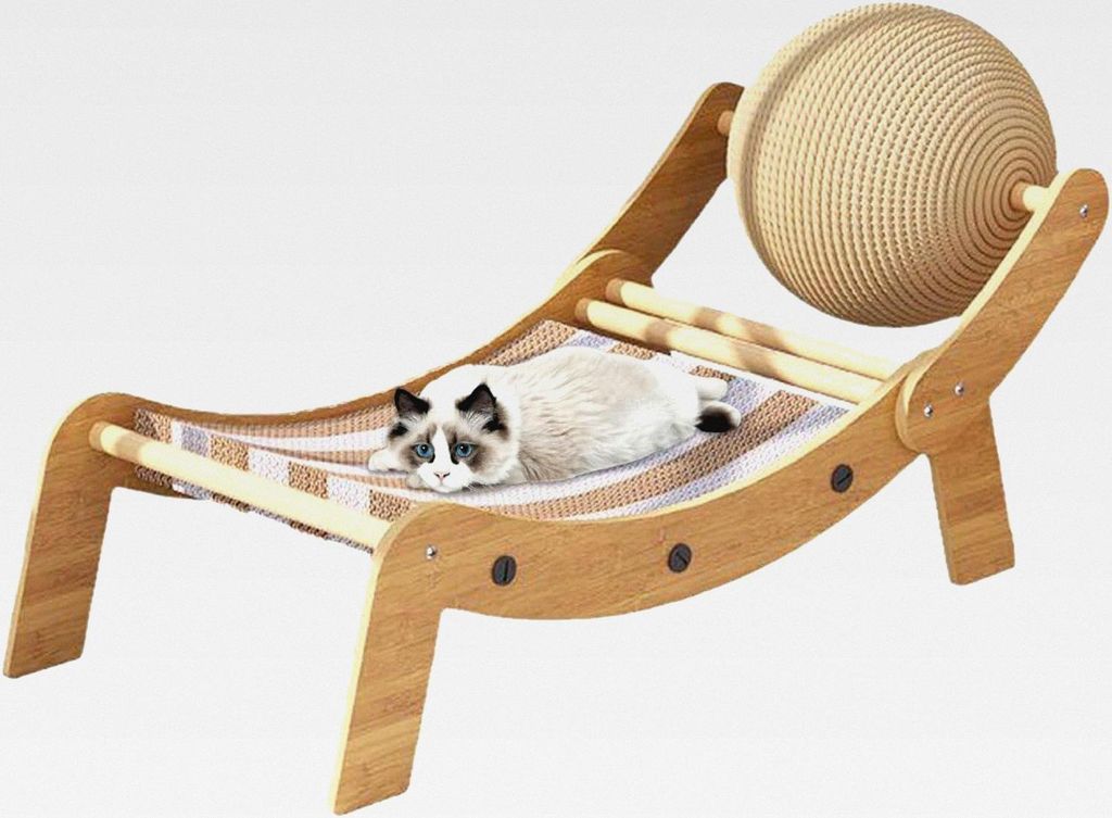 Katzen Kratzliege | Kratzbett für Katzen | Spielzeug mit Kletterturm für Innen und Außen