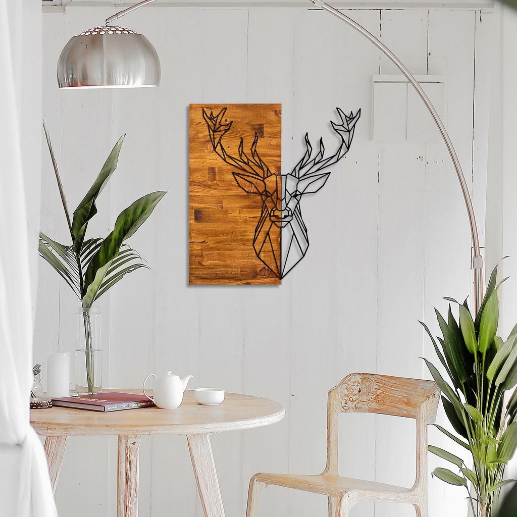 Wallity, Deer1, Wanddeko, Nussbaum, Metall, 56 x 58 cm Produktbild 