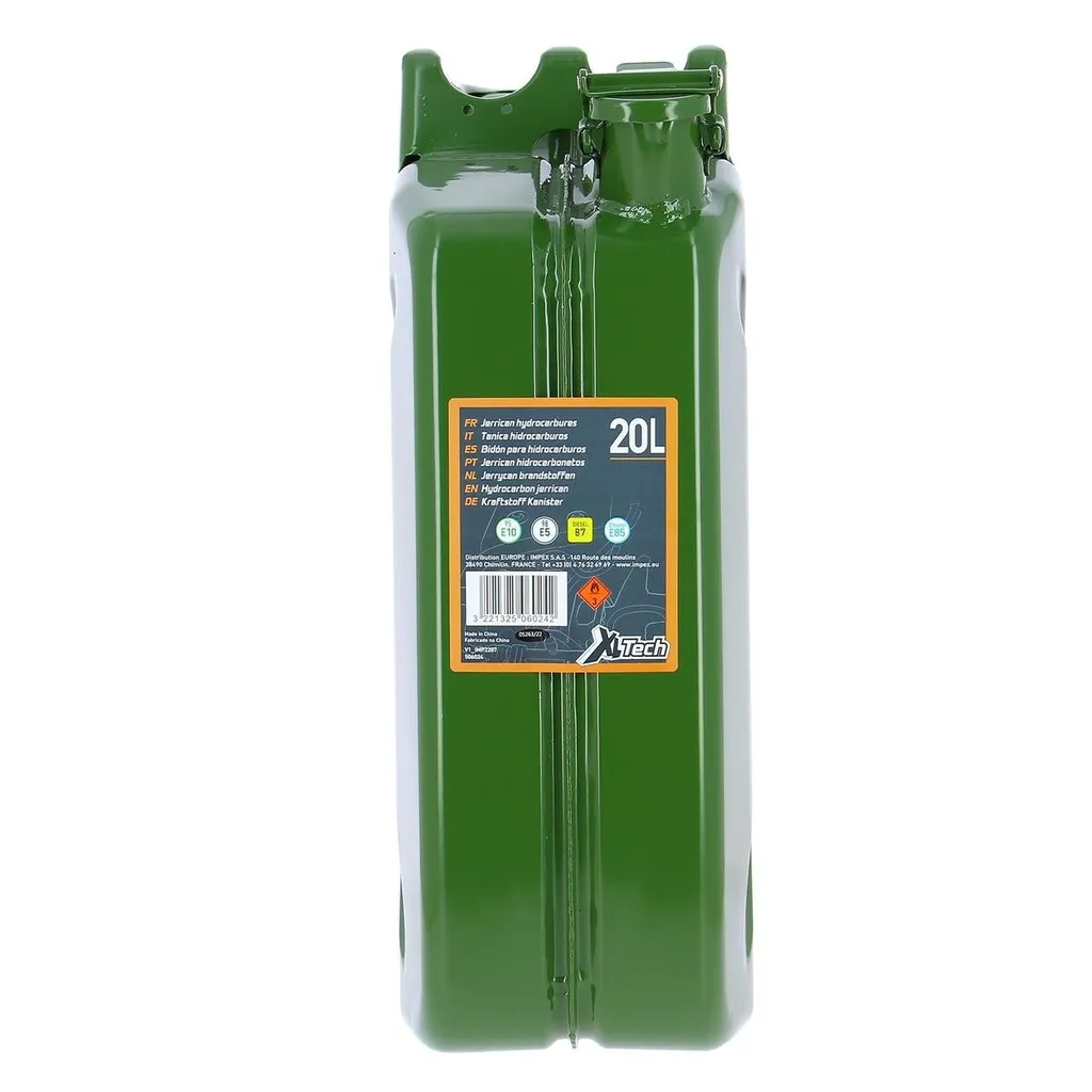 Jerrican Métal 20L Robuste Impex Norme US pour Transport de Carburant