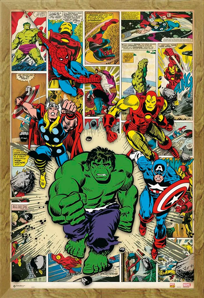 Offerta Marvel Poster Arrivano gli eroi + Cornice Shinsuke Rovere Maxi