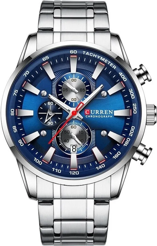 Montre CURREN Nash Argenté et Bleu Homme - Modèle Élégant KP14256