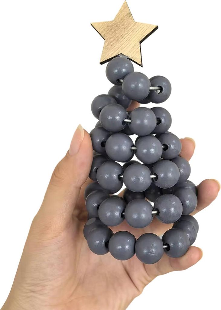 Nordischer Weihnachtsbaumschmuck aus Holz in Spiralform, rustikale, perlenbesetzte Boho-Weihnachtsbaumfigur für Zuhause, Büro oder als Tischdekor...