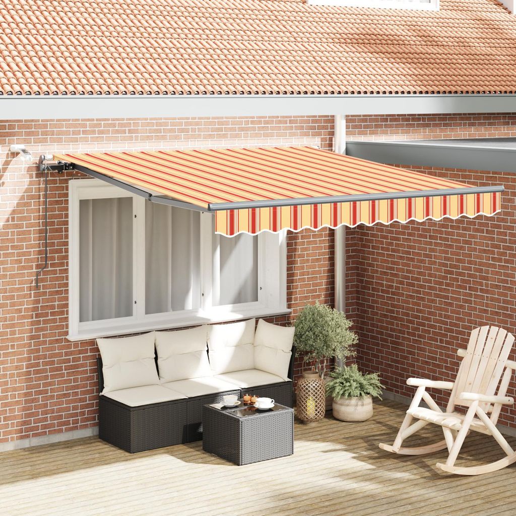 Automatische Einziehbare Markise mit LED Gelb und Orange 350x250 cm, Design Möbel Markisen Neu