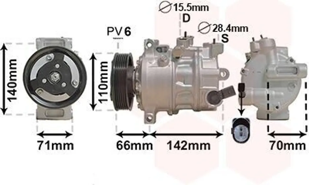 Compresseur de clim pour VW Golf VII et Polo avec fluides R1234yf