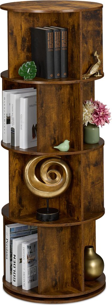 Relaxdays Bücherregal drehbar, 20 Fächer, H x D: 137 x 50 Produktbild 