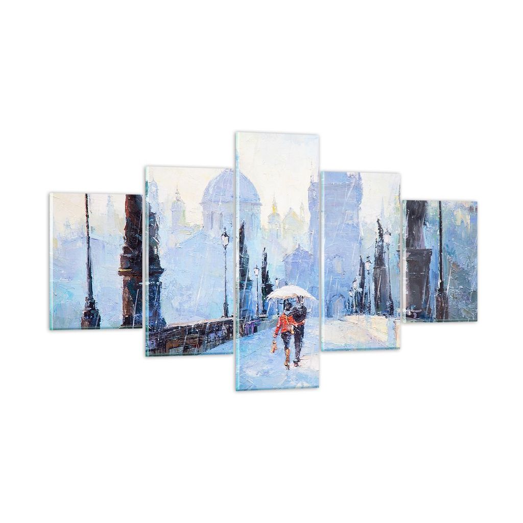 Bilder auf glas - Brücke Stadt Prag - 125x70cm - Glasbilder - Wandbilder - Kunstdruck - zum Aufhängen bereit - Wanddekoration aus Glas - Glas Bil...
