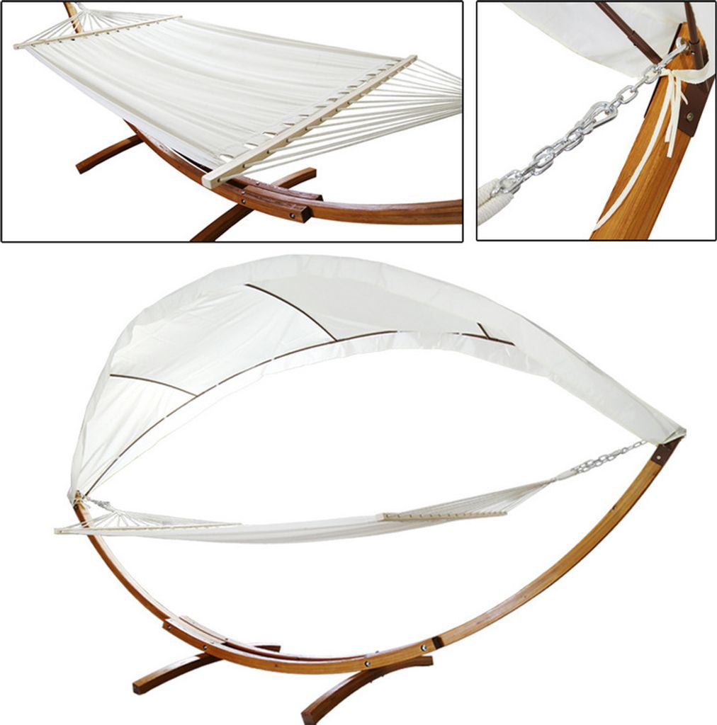 TolleTour Hängematte mit Gestell Hängematten Hängesitz Hängemattenset Relax Stabhängematte Lärchenholz outdoor 415cm