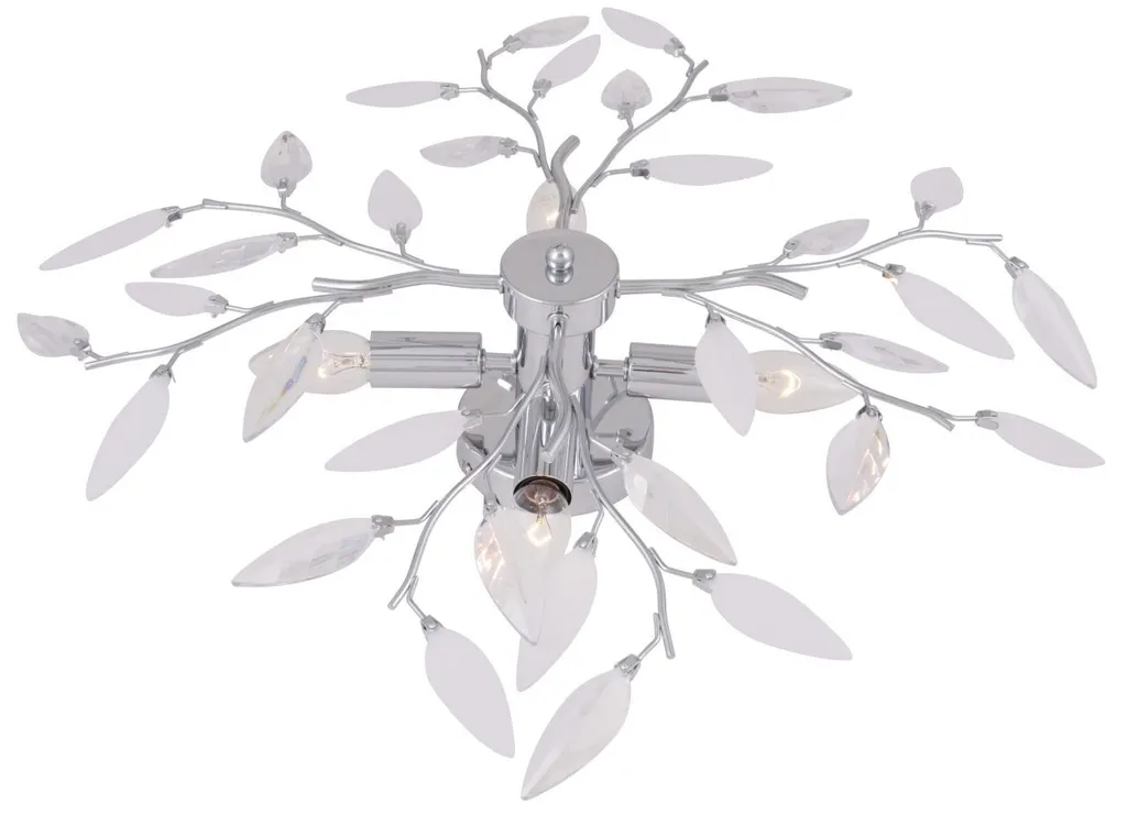 Plafoniera Design Globo 620mm Metallo Cromo e Cristalli E14 40W