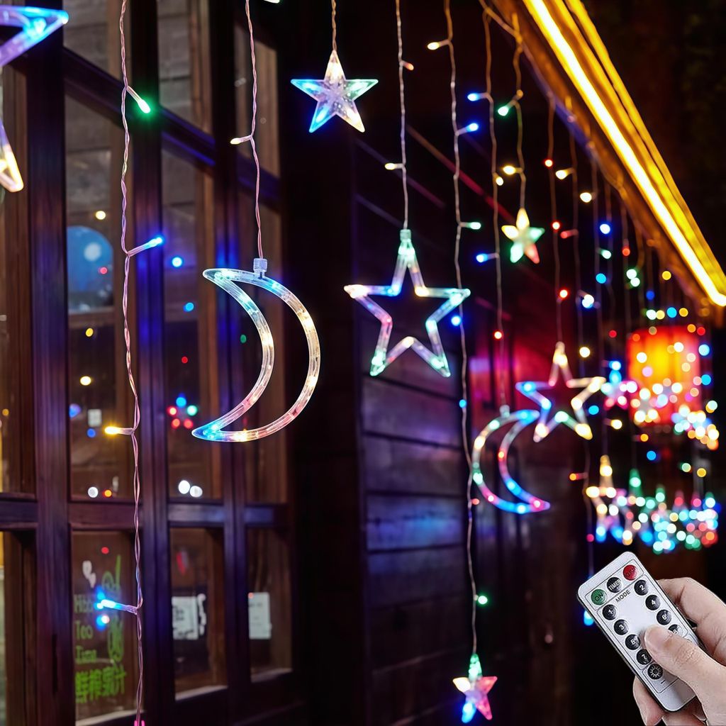 LED Sterne Monde Lichtervorhang Lichterkette 3,5 m 128 LEDs Produktbild 