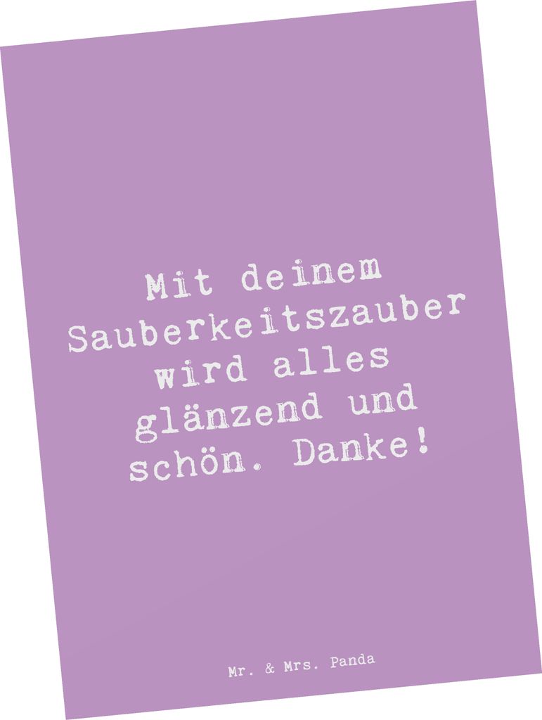 Mr. & Mrs. Panda Postkarte Spruch Reinigungskraft Zauber - Lavendeltraum - Geschenk, Held des Alltags, Freundschaft, Ansichtskarten, Postkarten, Be...