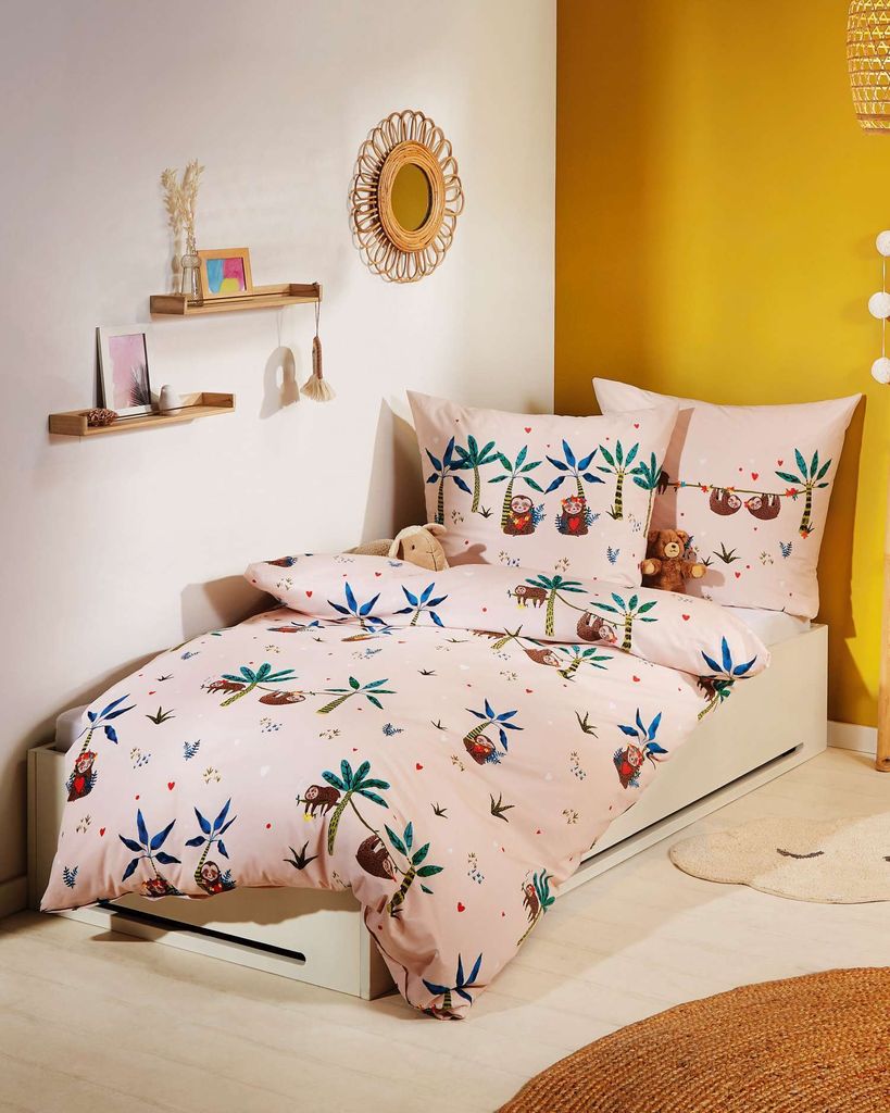 Kaeppel Biber Kinderbettwäsche Verträumte Faultiere pfirsich 135x200 cm + 80x80 cm