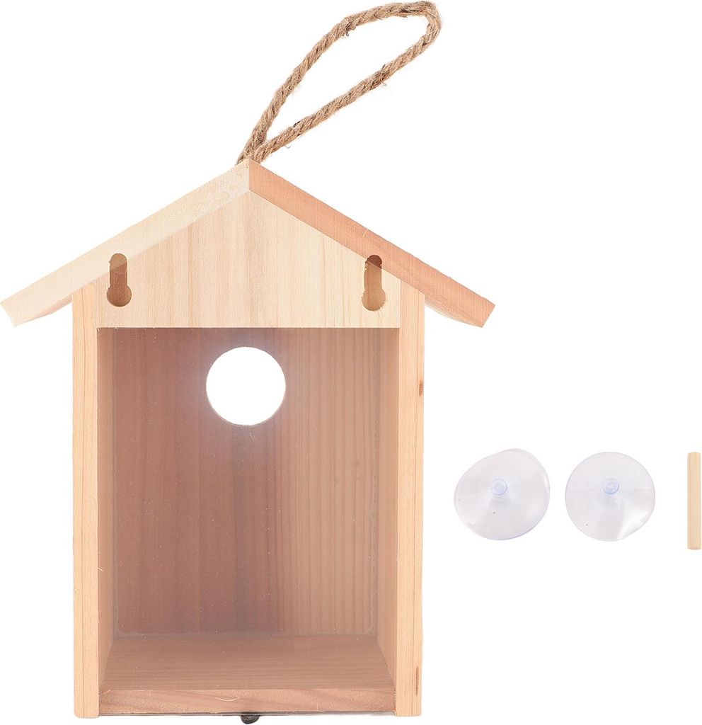 Fenster-Vogelhaus aus Zedernholz, transparentes Design, Produktbild 