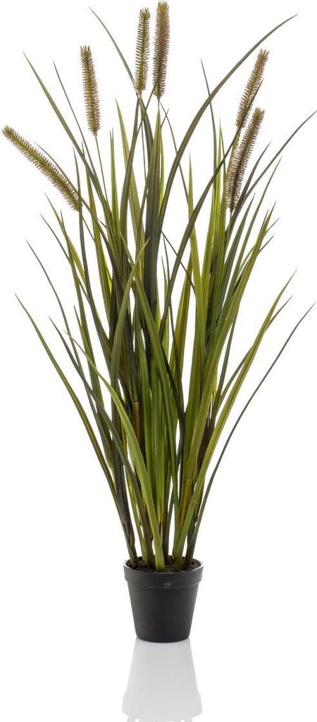 artplants.de Deko Schilfgras ZWENA mit Rispen, grün-gelb, 85cm - Künstliches Grasbündel