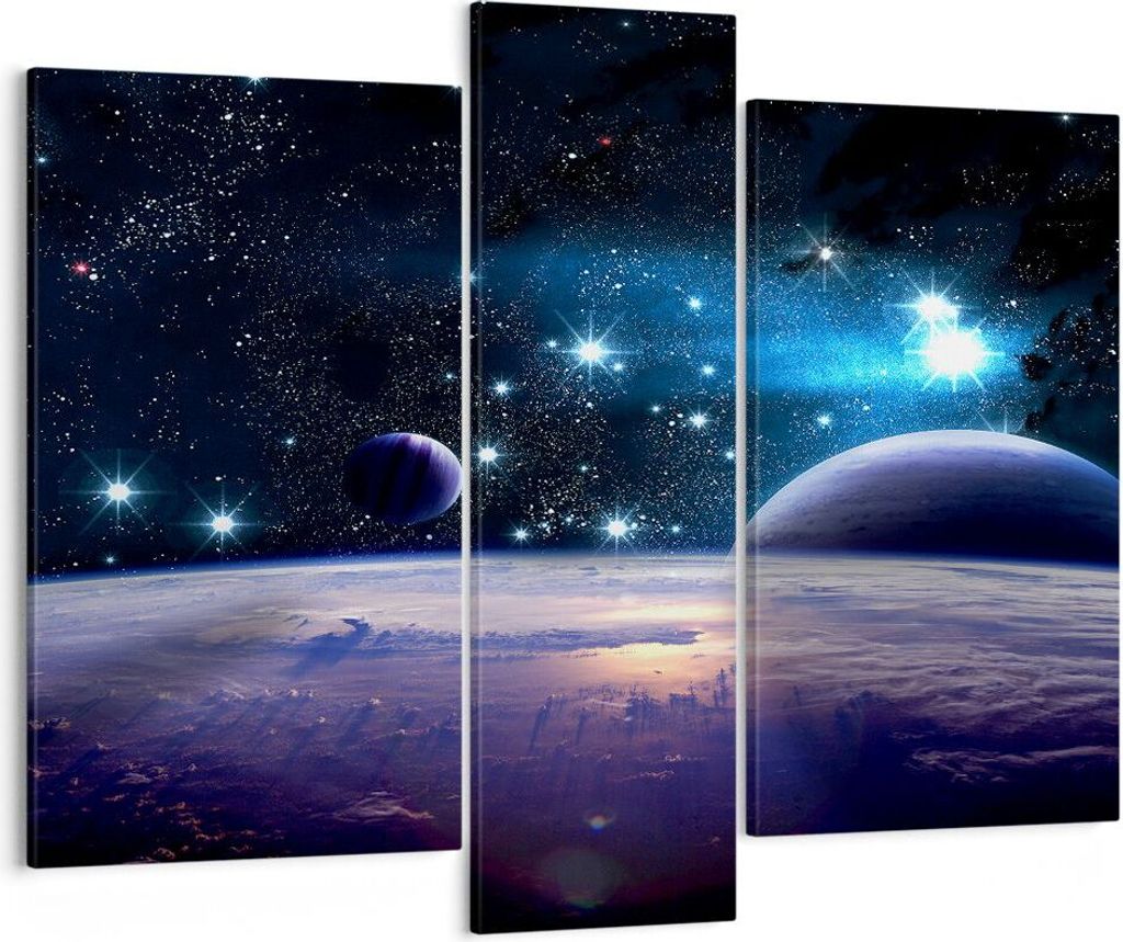 Bild auf Leinwand - Leinwandbild - Kosmos Planet - 95x80cm - Wand Bild - Wanddeko - Wandbilder - Leinwanddruck - Bilder - Kunstdruck - Wanddekorati...