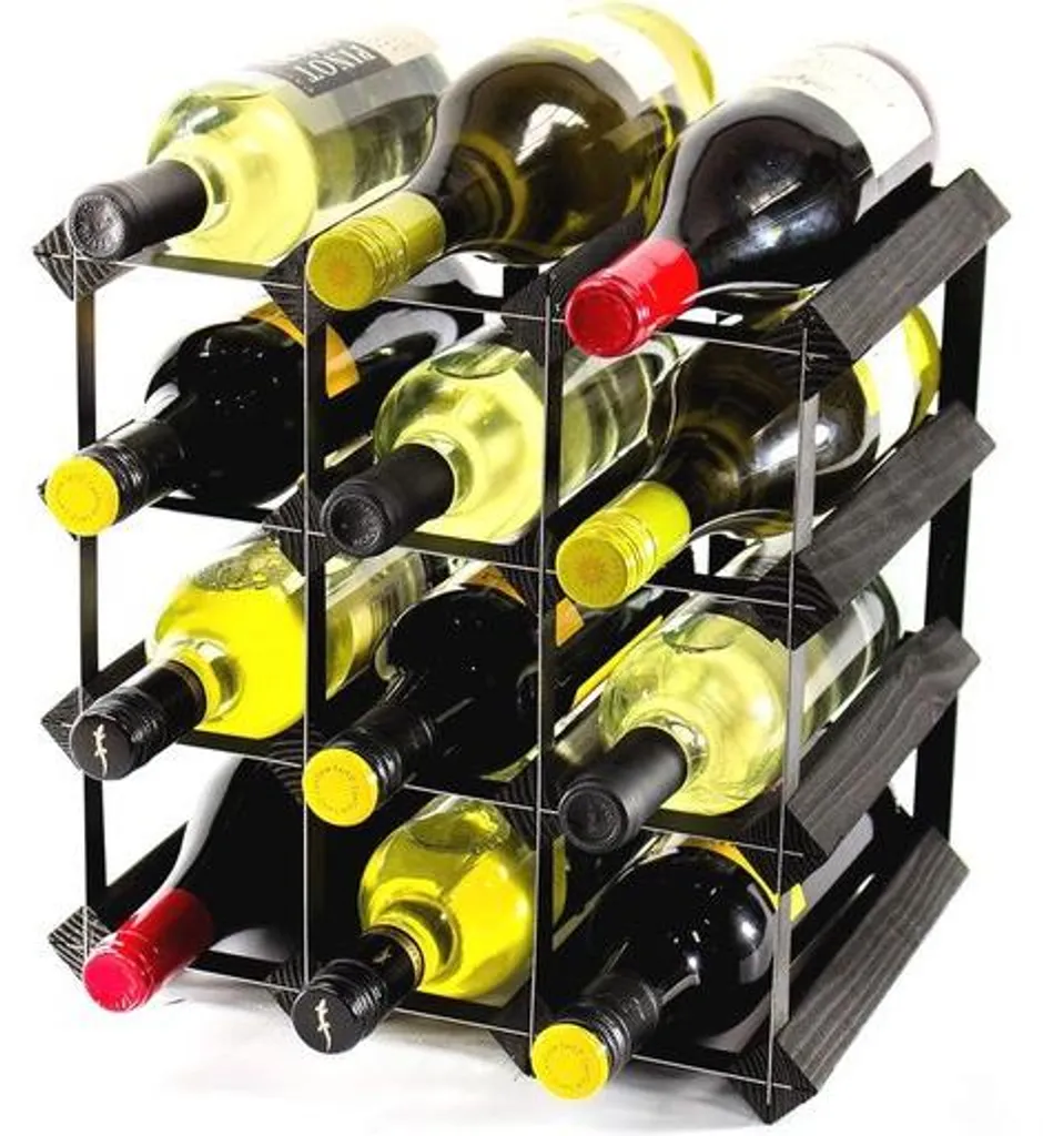 Petit casier à vin 12 bouteilles pour cuisine - Gain de place bois noir