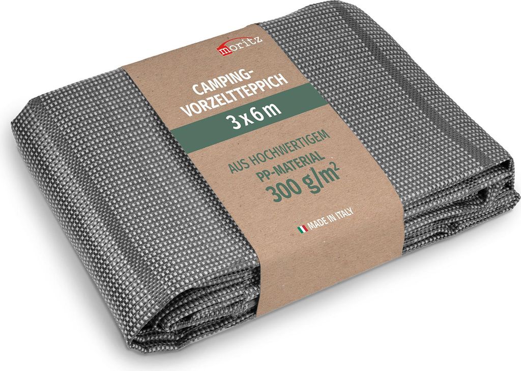 Vorzeltteppich dunkelgrau 300x350 cm [300g/m² PP] wetterfest Campingteppich Outdoor Zeltteppich Bodenmatte für Wohnwagen Wohnmobil atmungsaktiv l...