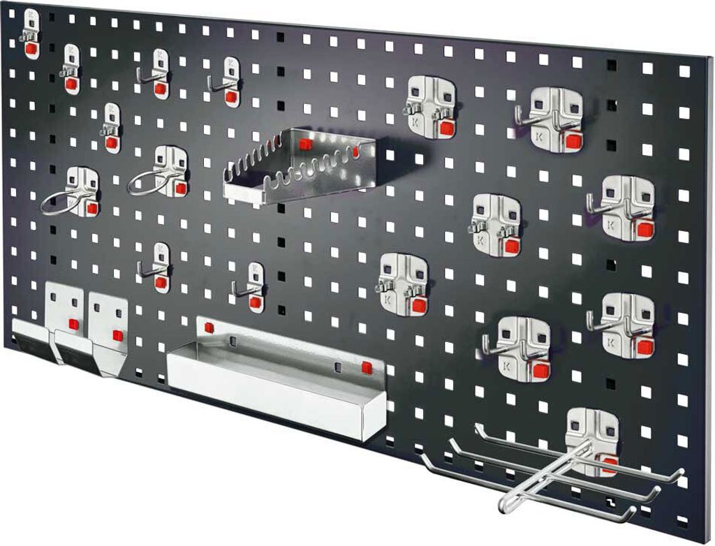 Kappes RasterPlan by ABAX Einsteigerset #7 1x Lochplatte 1000x450mm 1x Werkzeughaltersortiment 21-teilig Anthrazitgrau RAL 7016