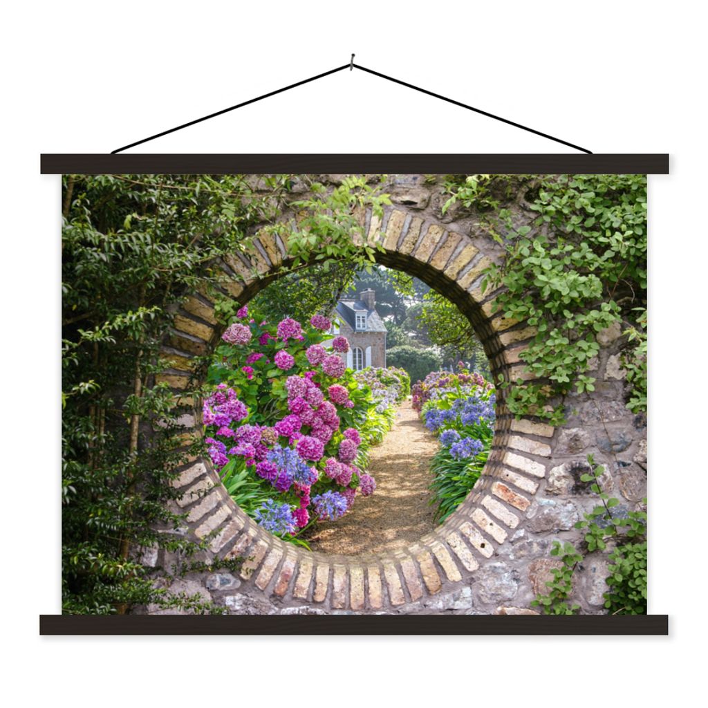 MuchoWow Textilposter Transparent - Blumen - Hortensie - Sommer 150x113 cm mit schwarzem Rahmen - Wohnzimmer