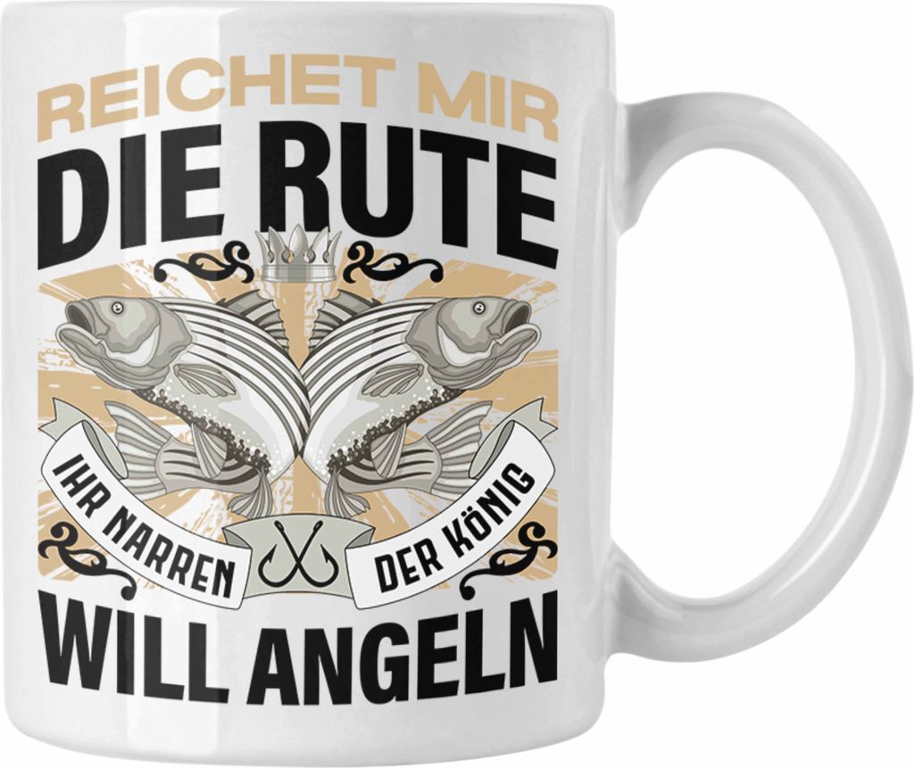 Trendation - Angler Tasse Geschenk Männer Spruch Lustig für Fischer Geschenkidee Angeln Fischen (Weiß)