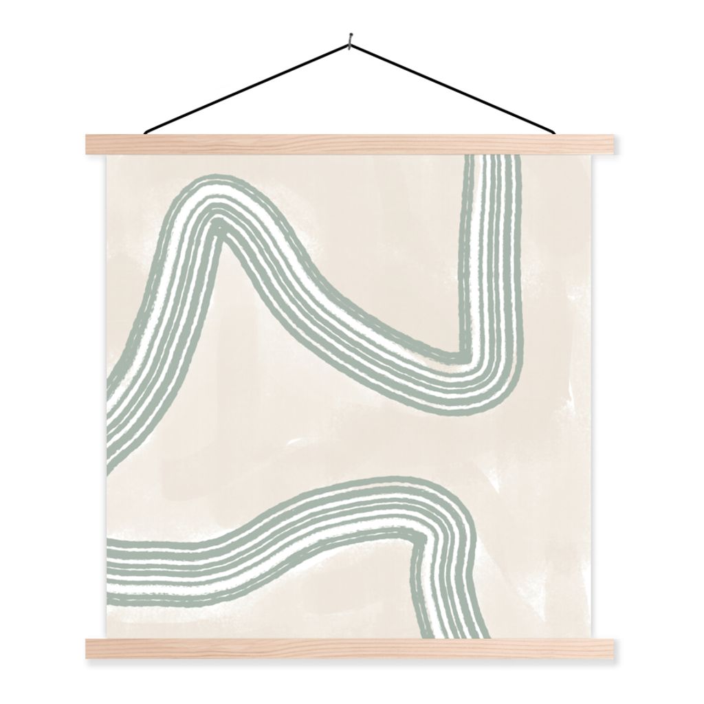 MuchoWow Textilposter Linie - Abstrakt - Design 60x60 cm mit holzfarbenen Rahmen - Wanddekoration