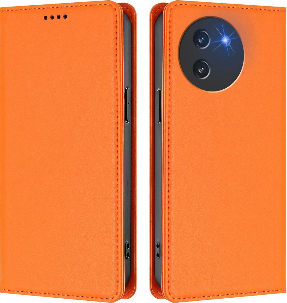 Handyhülle für Doogee Note 59 /Note 59 Pro, Kunstleder Klapphülle Stoßfeste Magnetische Hülle mit Ständer Orange
