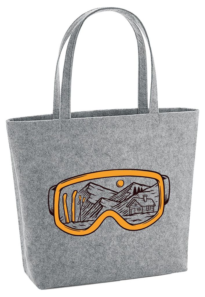 Huuraa Filzshopper Ski Skibrille 22 Liter Grey Melange Filztasche Geschenkidee