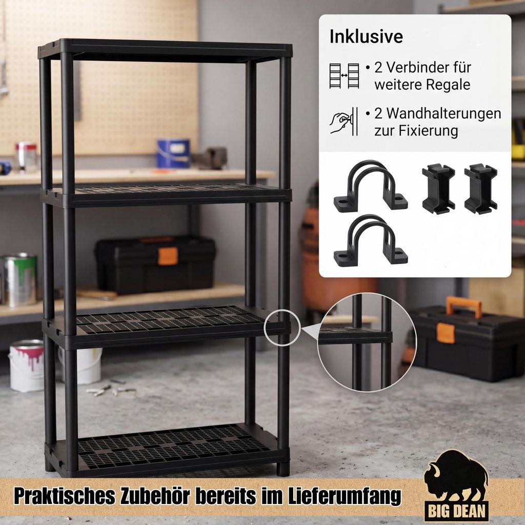 RAM Kellerregal 2er Set – Stabiles Kunststoffregal Für Haushalt & Keller, 71x38x170 Cm, Tragbar Je Boden 30