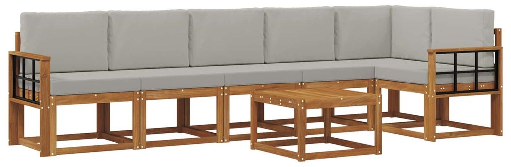 Best Möbel Outdoor-Sofagarnitur Moderne - HOMMIE - Gartenlounge Set/Outdoor Sofa - mit Kissen 7 pcs Natürlich und Hellgrau - Gartensofas designM...